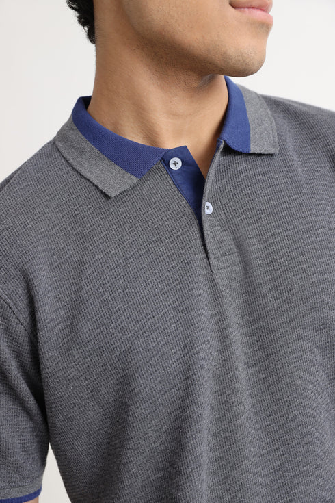 The Grey Waffle Knit Polo